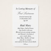Gesegnete Mutter Jungfrau Mary in Gedächtniskarte (Rückseite)
