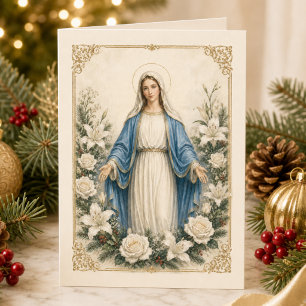 Gesegnete Mutter Maria katholische Blumen Feiertagskarte