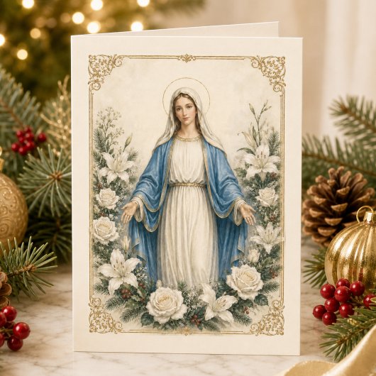 Gesegnete Mutter Maria katholische Blumen Feiertagskarte
