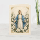 Gesegnete Mutter Maria katholische Blumen Feiertagskarte (Vorderseite)