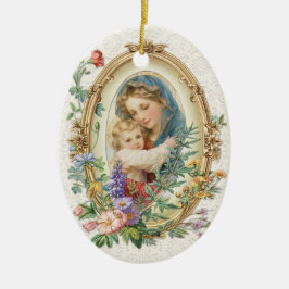 Gesegnete Mutter Maria und Jesus Bloral Keramik Ornament