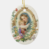Gesegnete Mutter Maria und Jesus Bloral Keramik Ornament (Hinten)
