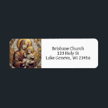 Gesegnete Mutter Mary and Baby Jesus | Christmas<br><div class="desc">Jungfrau Mary mit Baby Jesus in einem Fliesenmosaik-Rücksendeadressen-Aufkleber für eine Kirche,  Weihnachten oder Ostern Karten.</div>