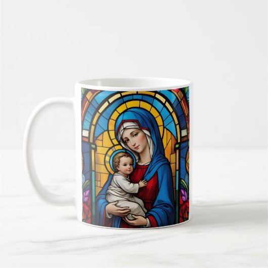 Gesegnete Mutter Mary and Baby Jesus - Jungfrau Ma Kaffeetasse (Links)