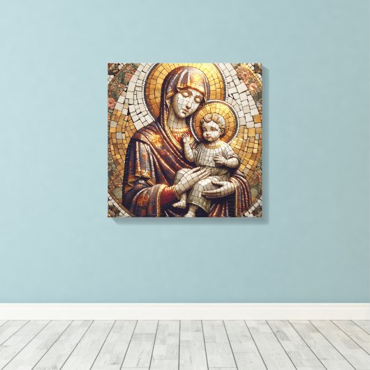 Gesegnete Mutter Mary and Baby Jesus | religiös Leinwanddruck (Insitu (Holzboden))