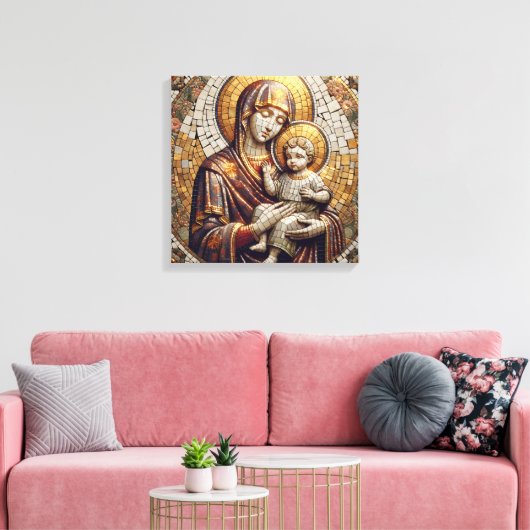 Gesegnete Mutter Mary and Baby Jesus | religiös Leinwanddruck (Insitu (Wohnzimmer))