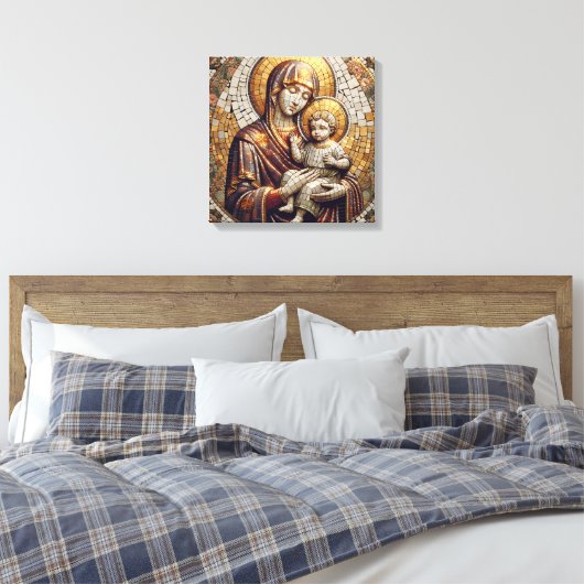 Gesegnete Mutter Mary and Baby Jesus | religiös Leinwanddruck (Insitu (Schlafzimmer))