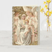 Gesegnete Mutter mit dem Baby Jesus Geburtstagsgel Karte (Gelbe Blume)