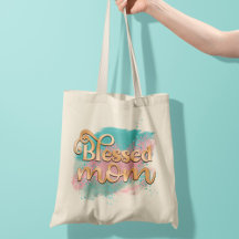 Gesegnete Mutter Teal Pink und Gold Glitter-Typogr
