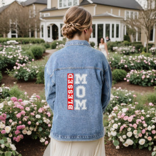 Gesegnete Mutter-Typografie Muttertag Jeansjacke