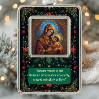 Gesegnete Mutter und Jesuskind mit goldenem Heilig Rahmen-Ornament Silber