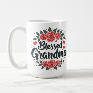 Gesegnete Oma Florale Vintage-Rosen-Typografie Kaffeetasse