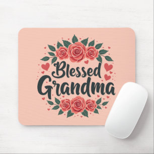 Gesegnete Oma Florale Vintage-Rosen Typografie Mousepad