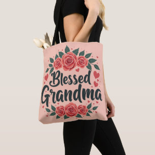 Gesegnete Oma Florale Vintage-Rosen-Typografie Tasche