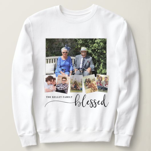 Gesegnete, Personalisierte 6-Foto-Familienkollage Sweatshirt (Design vorne)