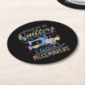 Gesegnete Quilters-Piecemakers beenden Nähgeschenk Runder Pappuntersetzer (Angewinkelt)