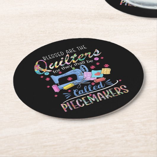 Gesegnete Quilters-Piecemakers beenden Nähgeschenk Runder Pappuntersetzer (Angewinkelt)