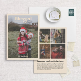 Gesegnete Retro-inspirierte Foto-Weihnachtskarte Feiertagskarte