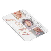 "Gesegnete" Rose Gold Foil Foto Geburtsankündigung Magnet (Rechte Seite)