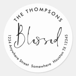 Gesegnete Rücksendeadresse Weihnachten Schwarz-wei Runder Aufkleber