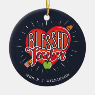 Gesegnete Schullehrer Herzstift Apple Custom Keramik Ornament