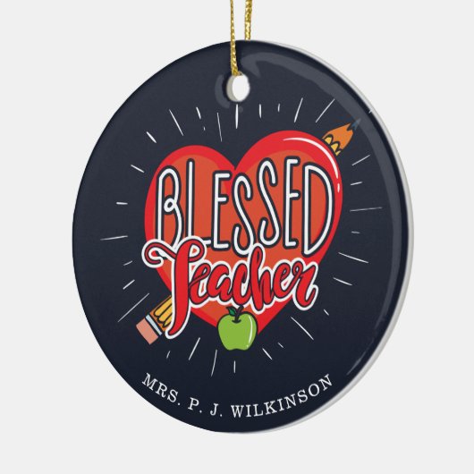 Gesegnete Schullehrer Herzstift Apple Custom Keramik Ornament (Links)