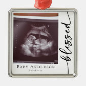 Gesegnete Schwangerschaft Scan-Foto Ornament Aus Metall (Vorne)