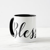 Gesegnete Schwarz-weiße moderne Schrift Christlich Tasse (Vorderseite Links)