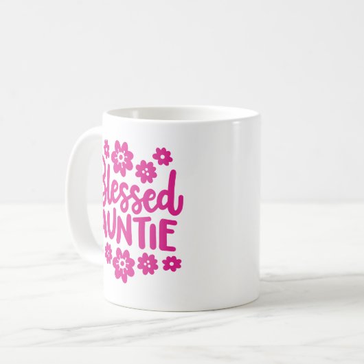 "Gesegnete Tante" Kaffeetasse (Vorderseite Links)