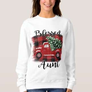 Gesegnete Tante Red Truck Vintage Weihnachtsbaum Sweatshirt