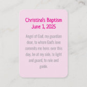 Gesegnete Taufkarte Telefonnummerkarte (Rückseite)