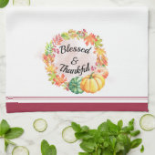 Gesegnete und dankbare Wasserfarben-Herbstlaub Pum Geschirrtuch (Gefaltet)