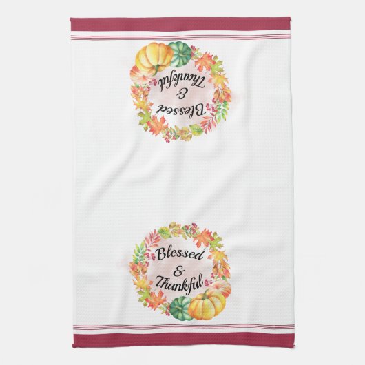 Gesegnete und dankbare Wasserfarben-Herbstlaub Pum Geschirrtuch (Vertikal)