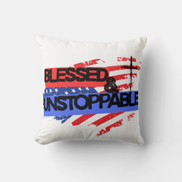Gesegnete und unaufhaltsame amerikanische Flagge Kissen