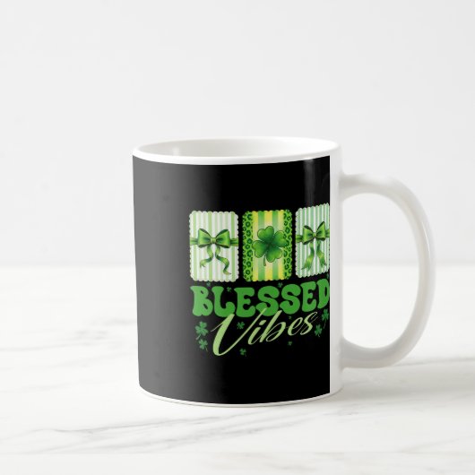 Gesegnete Vibes St. Patricks Day Süßer Kleeblatt F Kaffeetasse (Rechts)