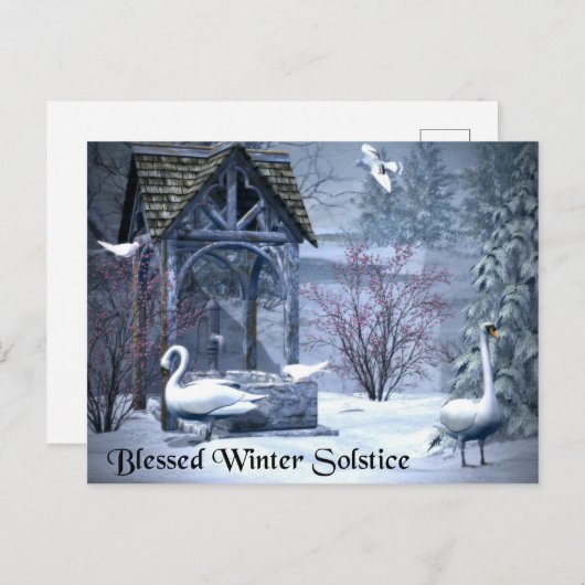 Gesegnete Winter Solstice Swans Postkarte (Vorne/Hinten)