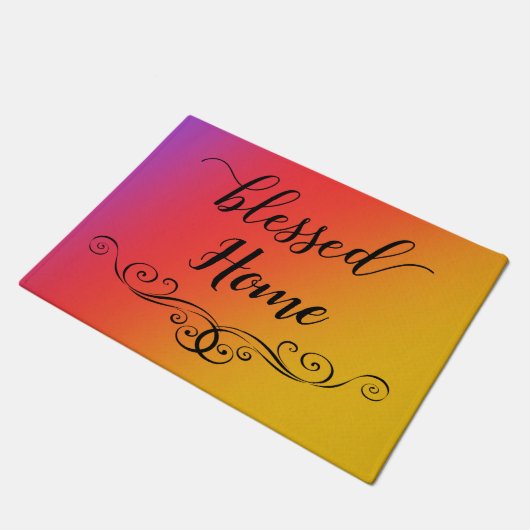 Gesegnete Zuhause Christliches Thema Begrüßungsmat Fußmatte (Schrägansicht)