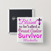 Gesegneter Brustkrebs-Überlebender Button (Vorne & Hinten)
