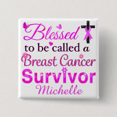 Gesegneter Brustkrebs-Überlebender Button (Vorderseite)