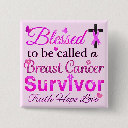 Gesegneter Brustkrebs-Überlebender Button (Vorderseite)