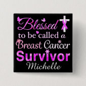 Gesegneter Brustkrebs-Überlebender Button (Vorderseite)