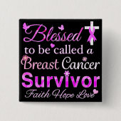 Gesegneter Brustkrebs-Überlebender Button (Vorderseite)