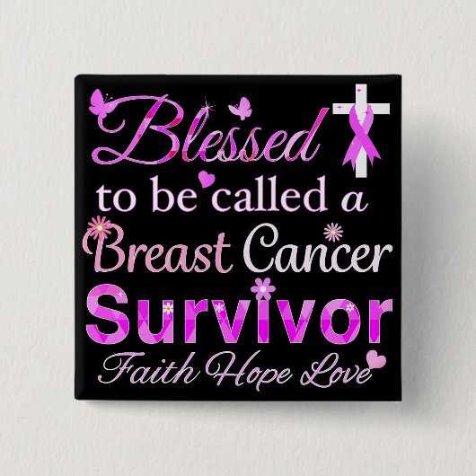 Gesegneter Brustkrebs-Überlebender Button (Vorderseite)