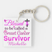 Gesegneter Brustkrebs-Überlebender Schlüsselanhänger (Rückseite)