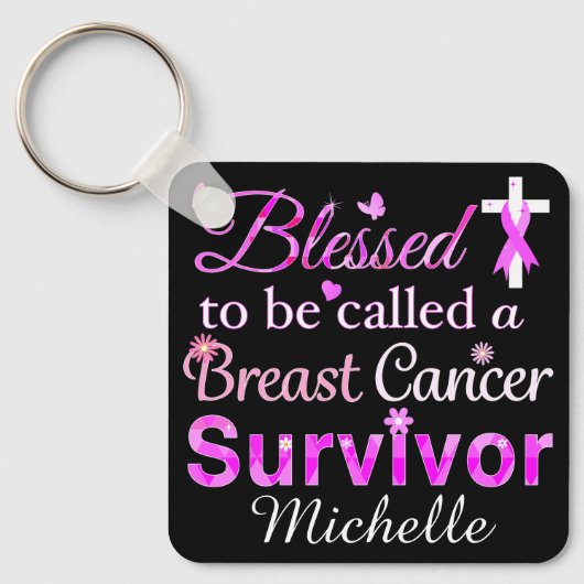 Gesegneter Brustkrebs-Überlebender Schlüsselanhänger (Vorderseite)