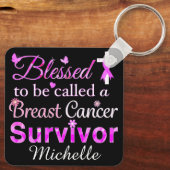 Gesegneter Brustkrebs-Überlebender Schlüsselanhänger (Rückseite)