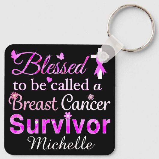 Gesegneter Brustkrebs-Überlebender Schlüsselanhänger (Rückseite)