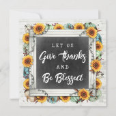 Gesegneter Erntedank Fall Sonnenblumen Familieness Einladung (Vorderseite)