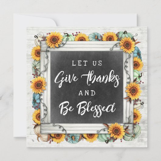 Gesegneter Erntedank Fall Sonnenblumen Familieness Einladung (Vorderseite)