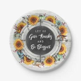 Gesegneter Erntedank Fall Sonnenblumen Familieness Pappteller